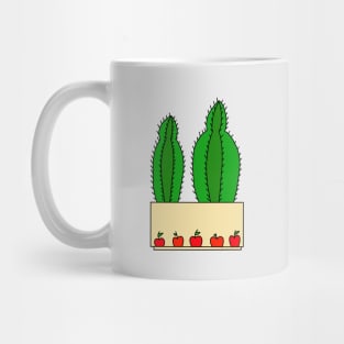 Cute Cactus Design #61: 2 Cacti In An Apple Pot Mug